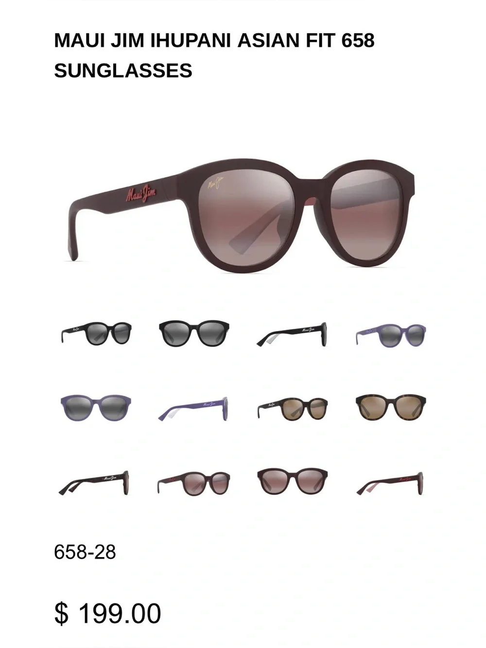 Maui Jim Ihupani Asian Fit 658 Sunglasses — Brown Frame